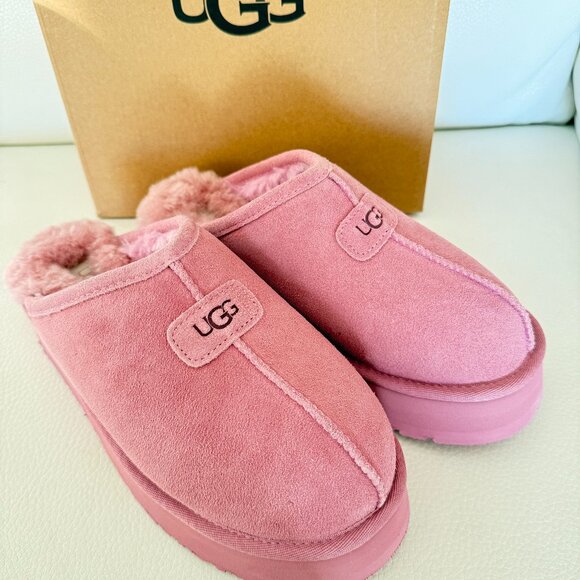 NIB UGGS AUSTRALIA UGG DISCOQUETTE SLIPPERS SIZE 7 DUSTY ORCHID PINK - Picture 4 of 10